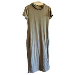 J JUSTIFY Ribbed Hooded Long Dress Slits Color Grey Size XLarge Fashion